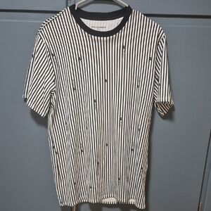 Karl Lagerfeld Monochrome Striped Short Sleeve Tee SIZE Medium